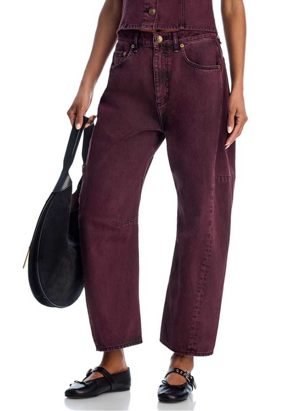 BNWT RAG & BONE charlie high-rise barrel jeans in burnt burgundy Size 32 / 12